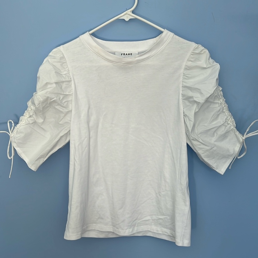 Frame small white sleeve detailed new t shirt